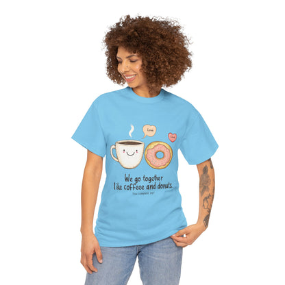 Cute Coffee and Donut Love T-Shirt, Funny Couple Quote, Kawaii Breakfast Graphic Shirt, Gift for Coffee Lovers, Gift for Valentine's Day