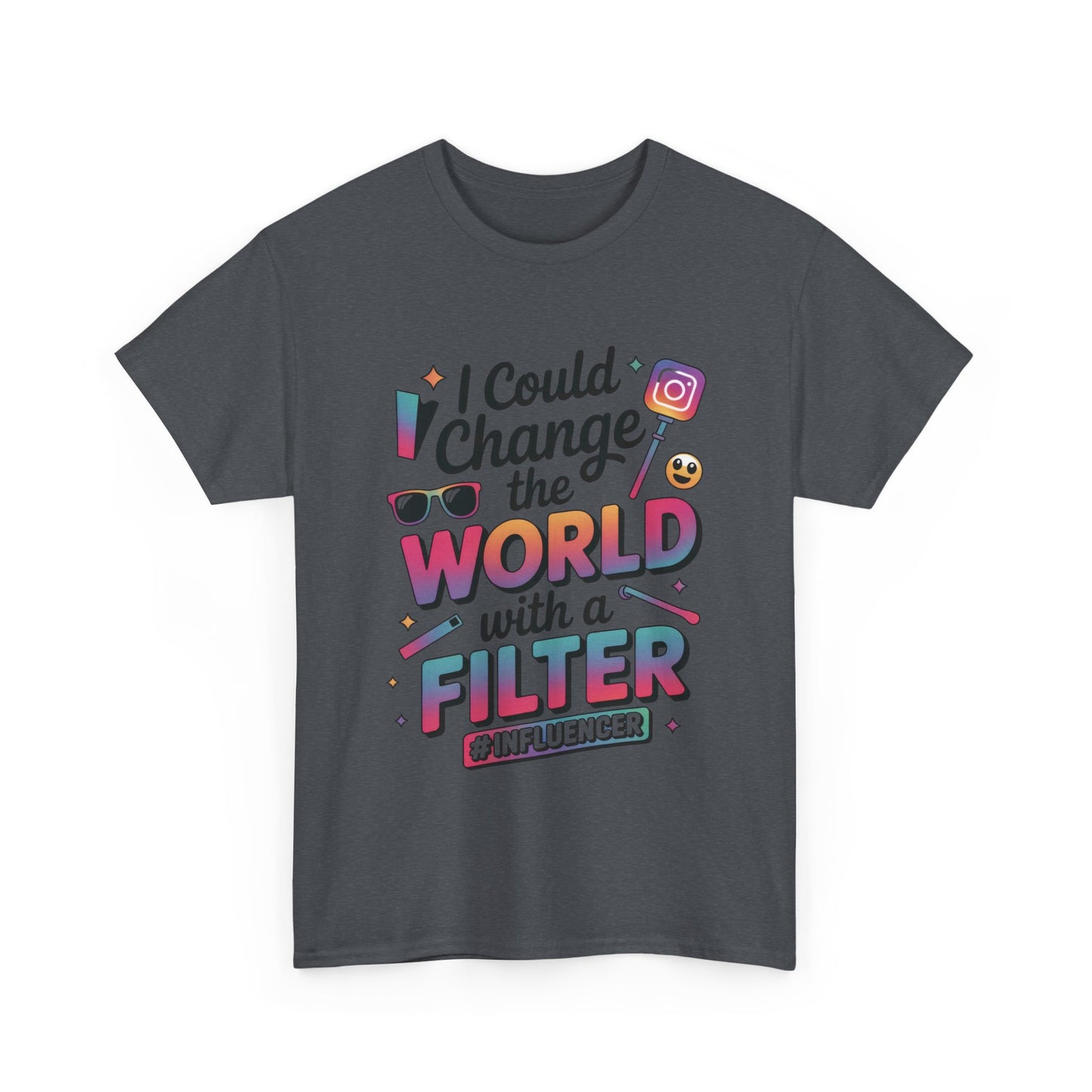 Womens Heavy Cotton Tee, Womens Influencer T-Shirt, Funny Social Media Graphic Tee, Cute Trendy Top