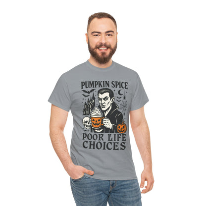 Pumpkin Spice Poor Life Choices Men's T-Shirt, Funny Vampire Coffee Halloween Graphic Tee