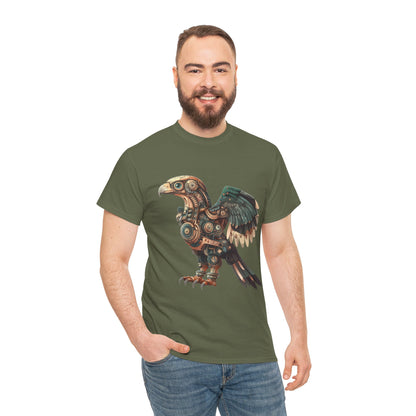 Steampunk Eagle Mens Tee, Cotton Tee with Mechanical Bird Design, Vintage Graphic Shirt, Gift for Bird Lovers, Unique Art Apparel