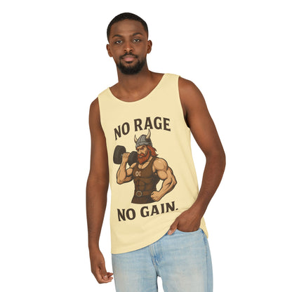 No Rage No Gain Viking Gym Tank Top, Funny Muscle Workout Tee, Barbarian Fitness Tank for Men, Gym Wear, Workout Gear, Casual Summer Outfit