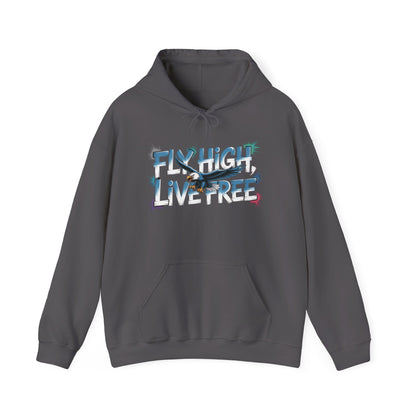 Mens Heavy Blend™ Hooded Sweatshirt, Fly High Live Free Eagle Mens Hoodie Streetwear