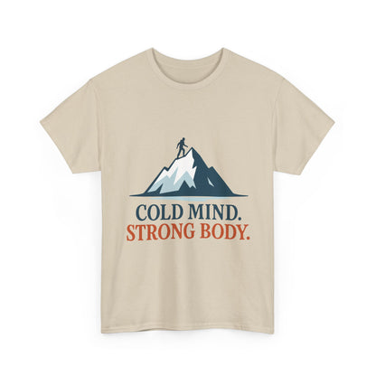 Cold Mind Strong Body Mens T-Shirt, Nordic Minimalist Mountain Hiking Tee