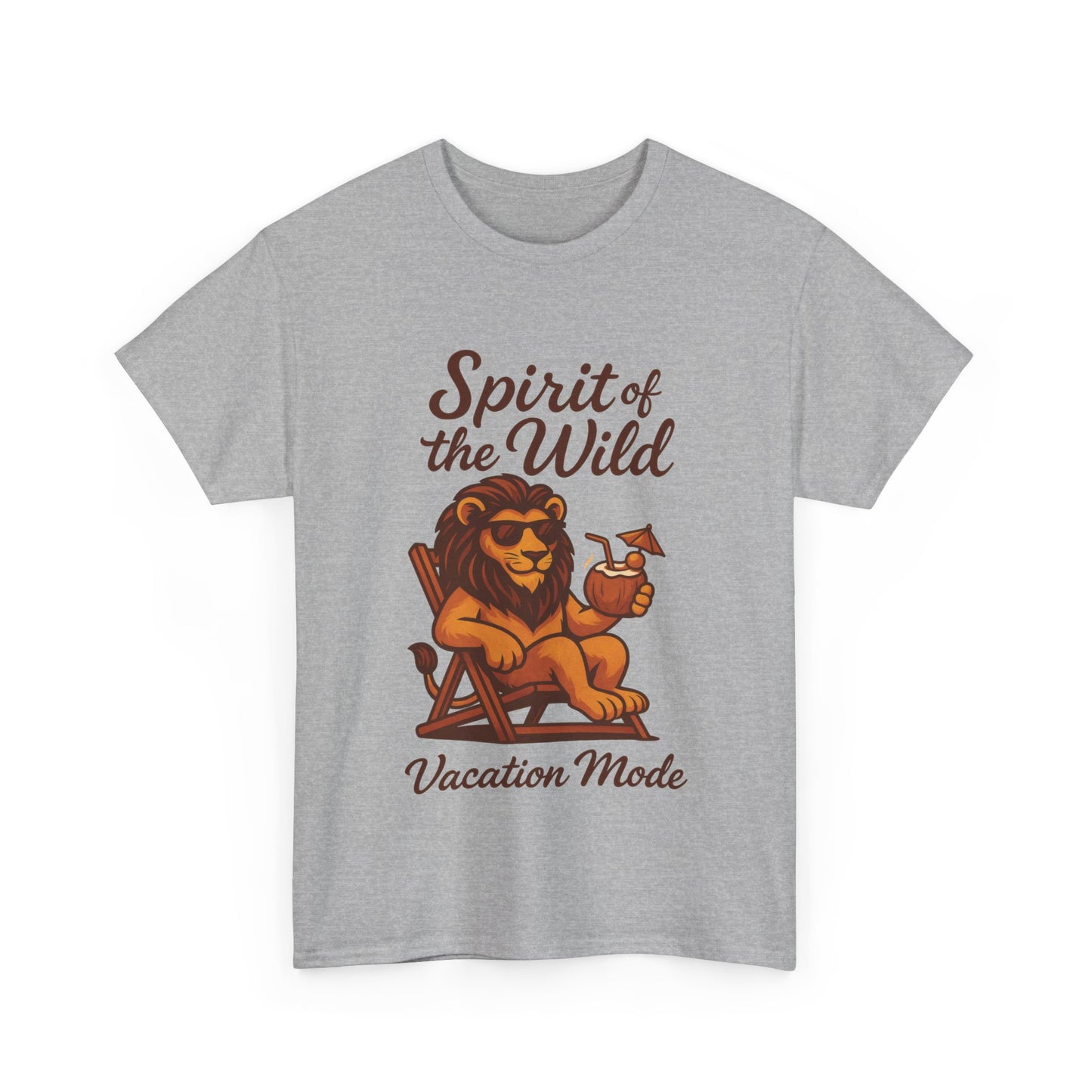 Spirit of the Wild Lion Shirt for Men - Vacation Mode Funny Summer Tee - Relaxed Jungle King Graphic, Vacation Mode, Perfect for Vacations