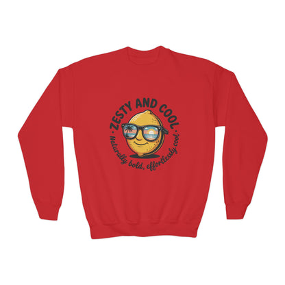 Zesty and Cool Youth Crewneck Sweatshirt, Casual Kidswear, Trendy Youth Fashion, Gift for Birthdays, Fun Daily Wear, Summer Vibes