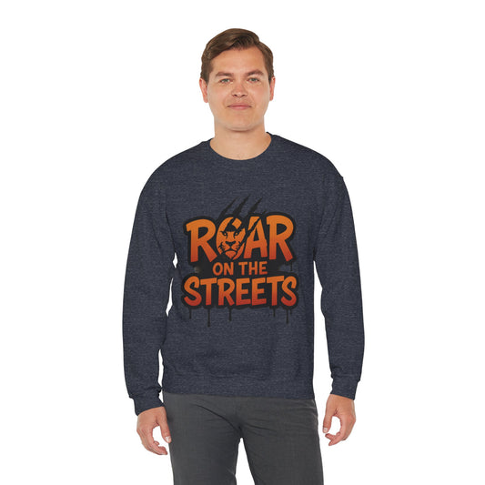 Men's Heavy Blend™ Crewneck Sweatshirt, Roar on the Streets Mens Lion Crewneck Sweatshirt