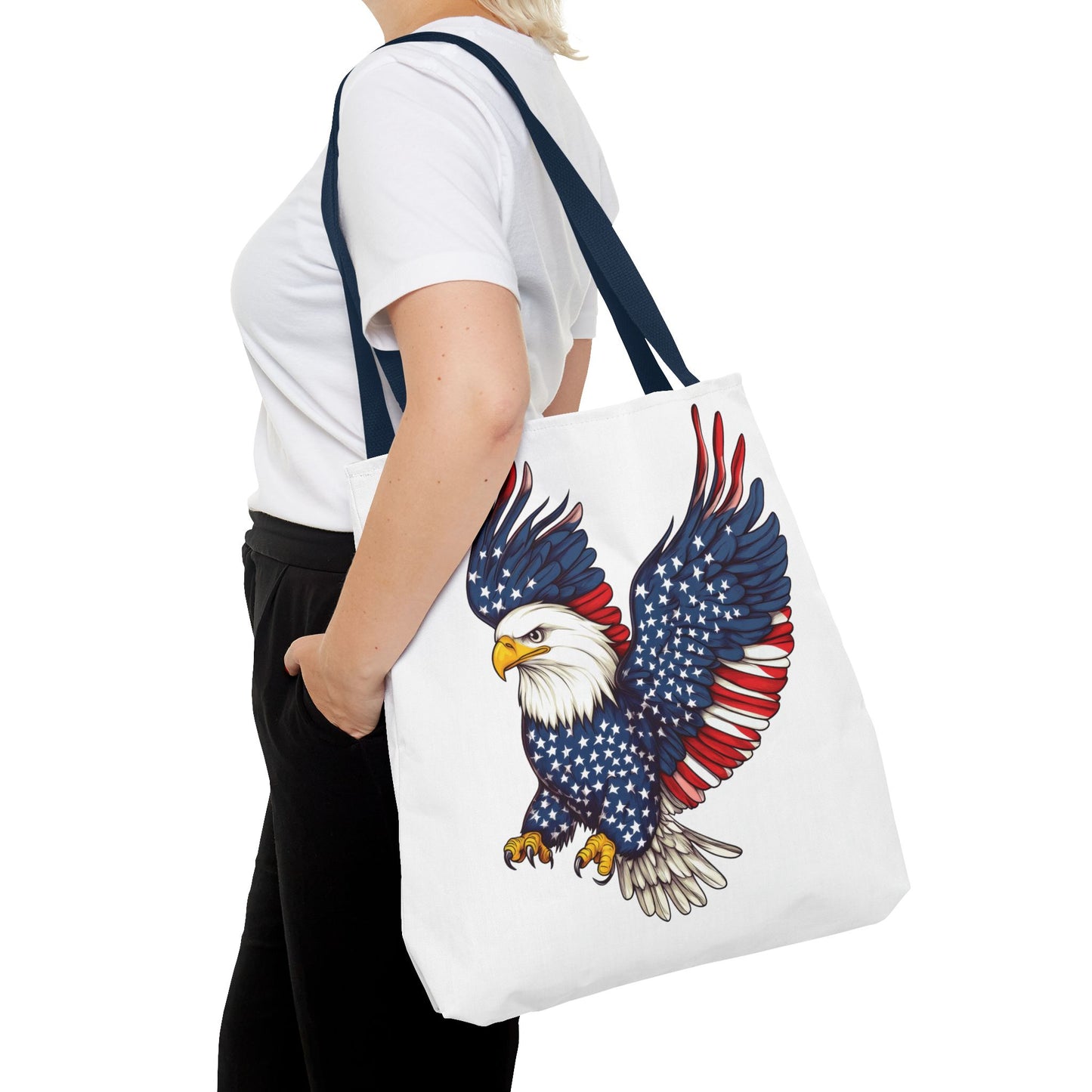 Patriotic Eagle Tote Bag, AOP, Perfect for July 4th, Festivals, Eco-Friendly Shopping, Gift for Nature Lovers, large canvas bag, beach bag