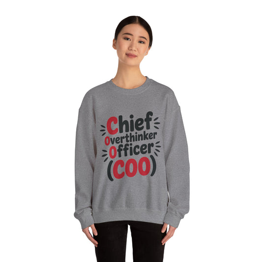 Chief Overthinker Officer Women's Sweatshirt, COO Funny Office Humor Graphic Pullover, Women's Heavy Blend™ Crewneck Sweatshirt