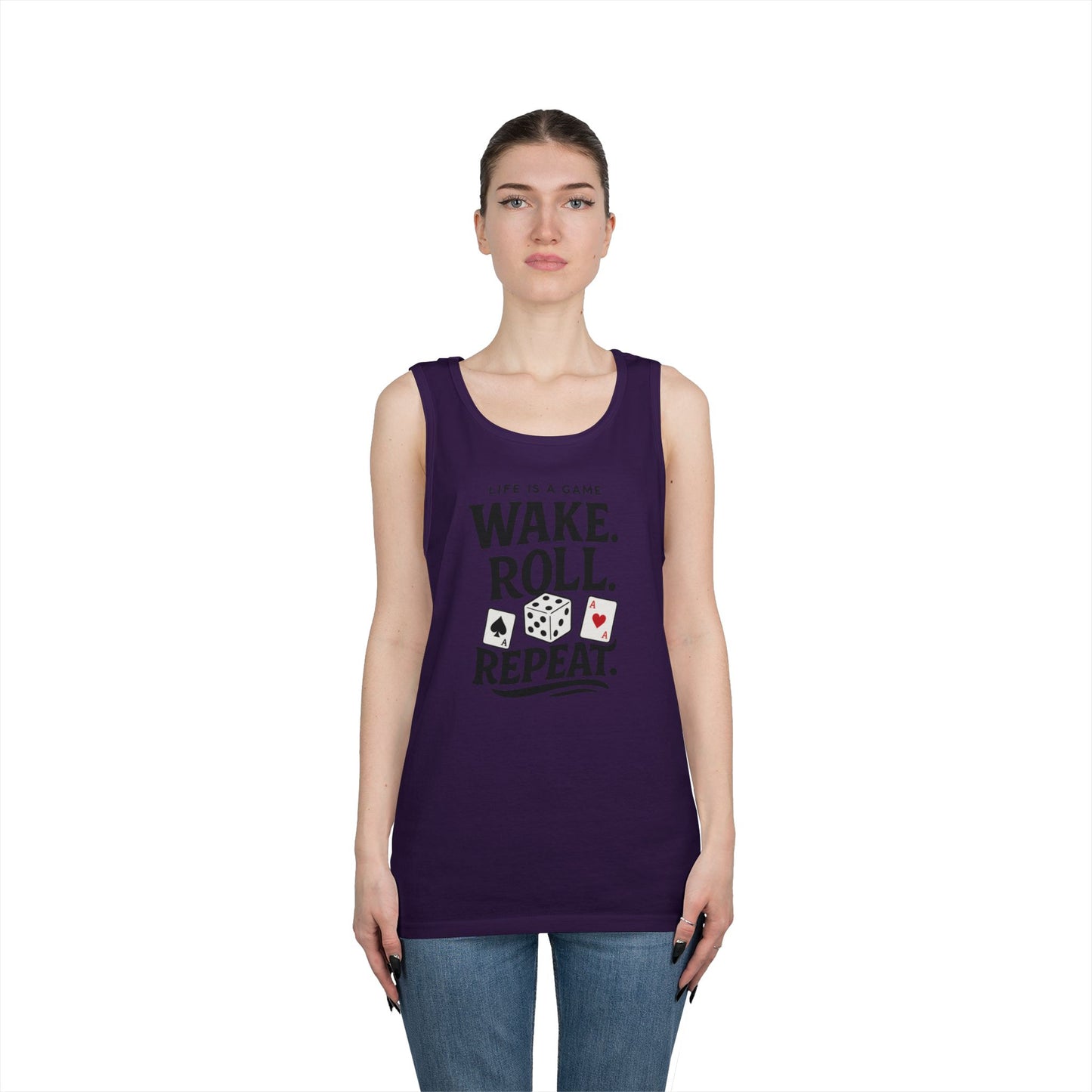 Game Themed Tank Top, Casual Tee, Gift for Gamers, Fun Workout Top, Funny Dice & Cards Shirt, Unisex Gambling Gift