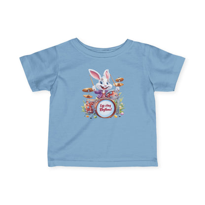 Baby Easter Bunny Drummer Tee - Cute Infant Music Shirt for 6-24 Months, Fun Spring Gift for Babies, Adorable Bunny Playing Drums