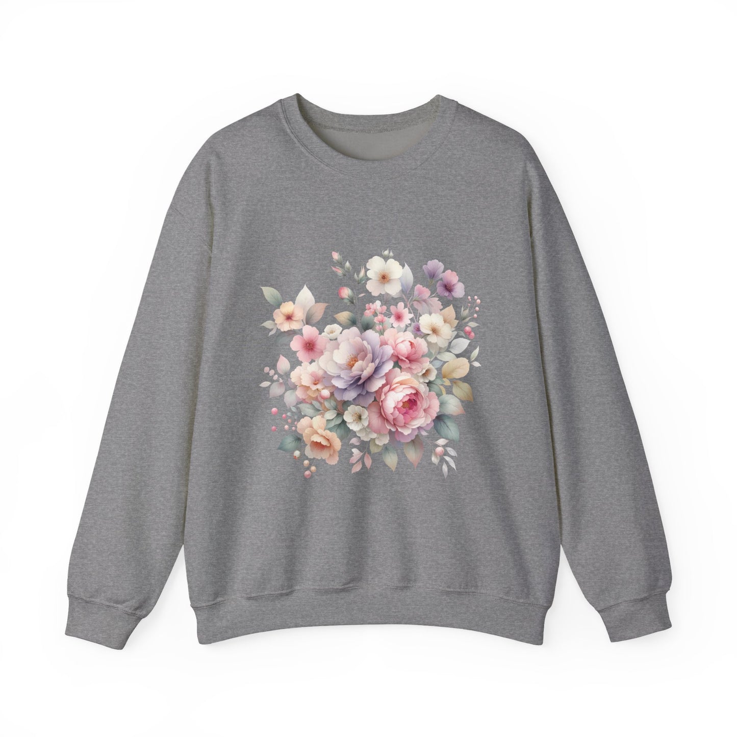 Floral Crewneck Sweatshirt, Cozy Floral Sweatshirt for Spring, Gift for Her, Women's Floral Top, Pastel Floral Sweatshirt