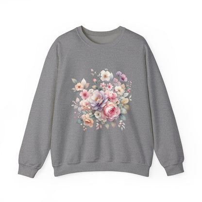 Floral Crewneck Sweatshirt, Cozy Floral Sweatshirt for Spring, Gift for Her, Women's Floral Top, Pastel Floral Sweatshirt