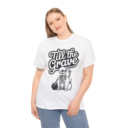 Funny Skeleton Bowling Womens Tee, Till the Grave, Funny Shirt, Halloween Gift, Skull Graphic, Casual Wear, Sporty Style