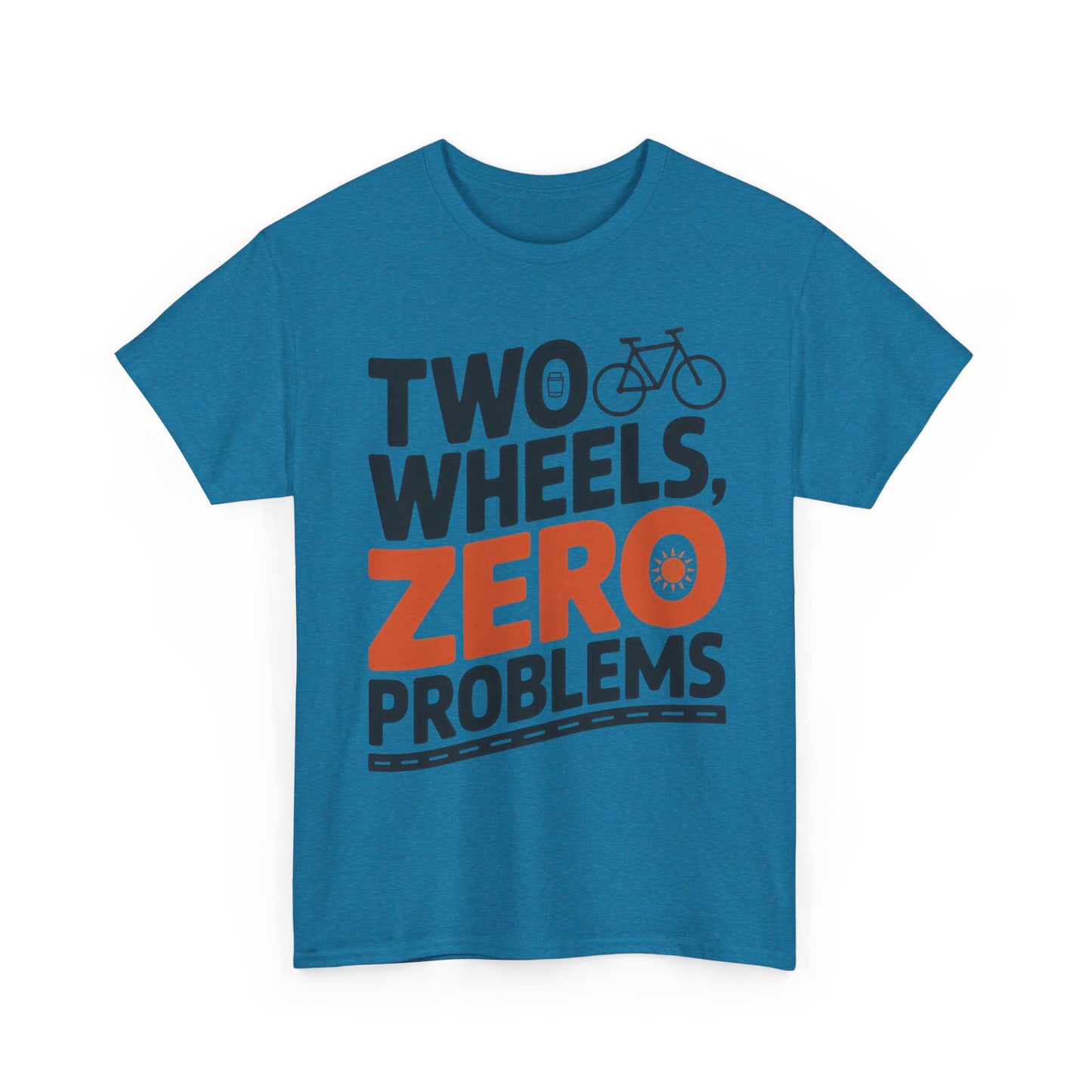 Two Wheels Zero Problems Mens Graphic Biker T-Shirt, Bike Humor Tee, Biker Gift