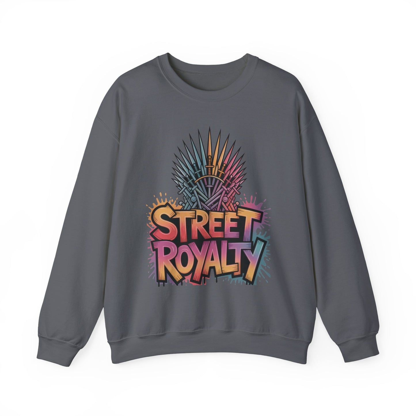 Street Royalty Women's Crewneck Sweatshirt, Graffiti Crown Graphic Pullover, Urban Streetwear Top