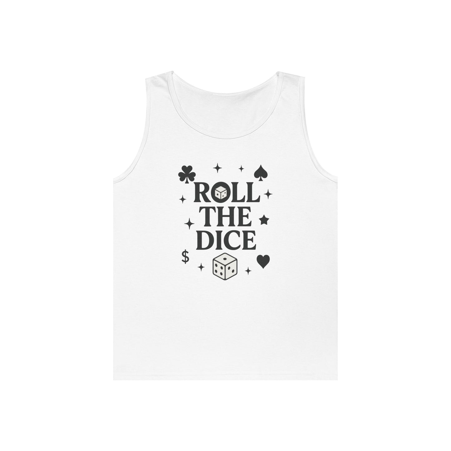 Playful Dice Tank Top, Mens Heavy Cotton Gaming Apparel, Casual Wear, Party Outfit, GYM Lover Gift, Summer Essential