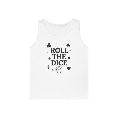 Playful Dice Tank Top, Mens Heavy Cotton Gaming Apparel, Casual Wear, Party Outfit, GYM Lover Gift, Summer Essential