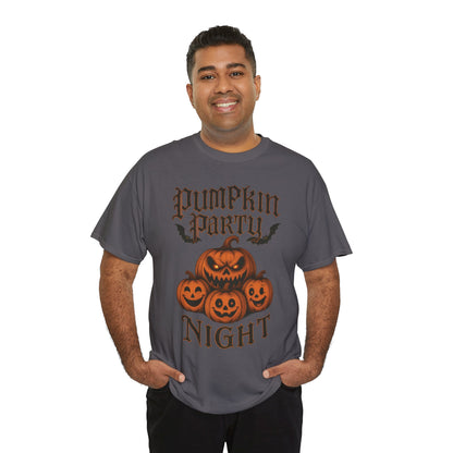 Pumpkin Party Night Men's Halloween T-Shirt, Scary Jack-O-Lantern Pumpkin Graphic Tee for Him