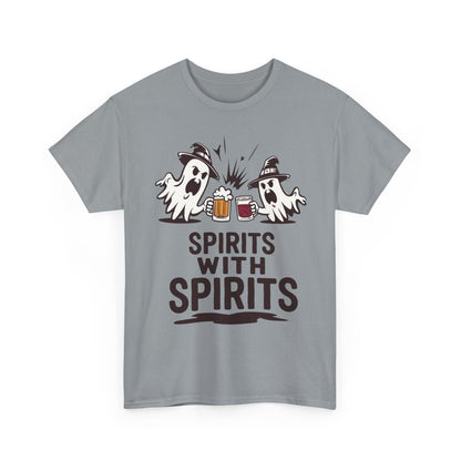 Spirits With Spirits Men's T-Shirt, Funny Ghost Drinking Halloween Party Graphic Tee