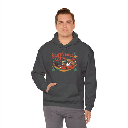 Santa Takes a Siesta Funny Christmas Hoodie for Men, Mexican Santa Holiday Sweatshirt, Siesta Santa Christmas Sweater