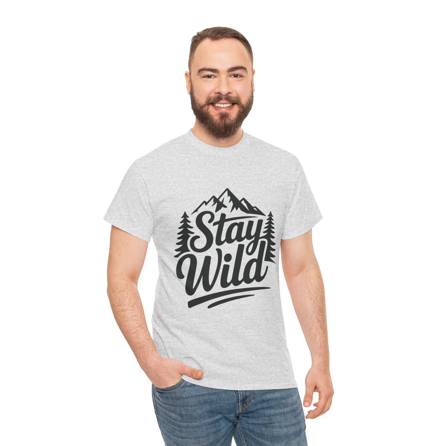 Stay Wild Adventure Tee, Unisex Heavy Cotton Tee for Nature Lovers, Camping, Hiking, Gifts for Outdoorsy Friends, Nature Graphic Tee