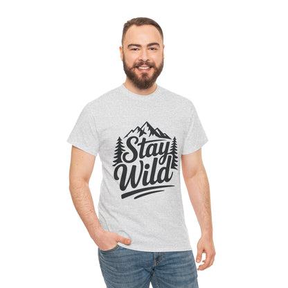 Stay Wild Adventure Tee, Unisex Heavy Cotton Tee for Nature Lovers, Camping, Hiking, Gifts for Outdoorsy Friends, Nature Graphic Tee