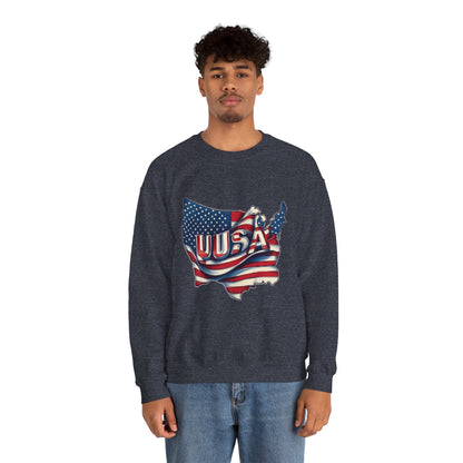 Patriotic USA Crewneck Sweatshirt, Unisex Sweatshirt, American Flag Apparel, Casual Comfort, Great for Independence Day and Holidays