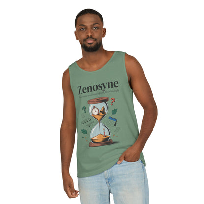 Zenosyne Tank Top, Unisex Garment-Dyed Tee, Time Awareness Gift, Casual Summer Wear, Philosophy Shirt, Unique Everyday Apparel