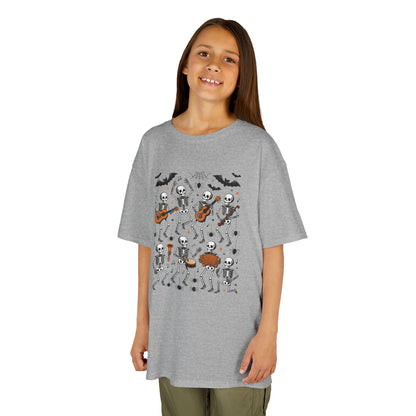 Cute Dancing Skeleton Halloween T-Shirt for Girls Boys, Funny Spooky Band Tee, Kids Halloween Party Top, Cute Fall Outfit Gift