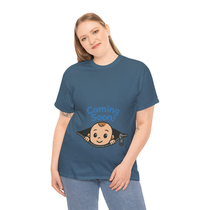 Coming Soon Maternity Tee, Cute Baby Boy Pregnancy Announcement Tee, Funny Expecting Mom Gift, Gender Reveal Tee, Baby Shower Top