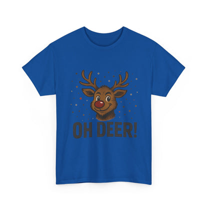 Men's Oh Deer Funny Christmas T-Shirt, Reindeer Holiday Graphic Tee