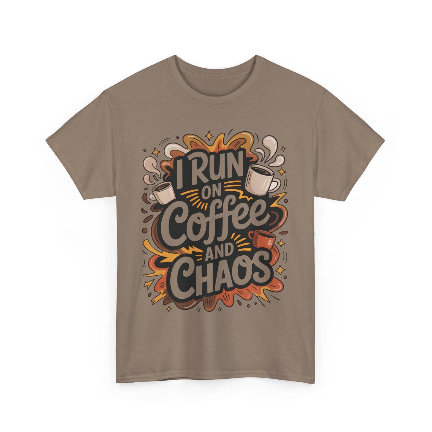 Funny Mens Coffee T-Shirt, I Run on Coffee and Chaos, Caffeinated Chaos Tee for Him, Perfect for Coffee Lovers, , Humor Tee