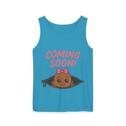 Coming Soon Maternity  Tank Top, Cute Baby Girl Pregnancy Announcement Shirt, Expecting Mom Gift, Gender Reveal Tank, Baby Shower Gift