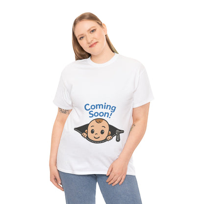 Coming Soon Maternity Tee, Cute Baby Boy Pregnancy Announcement Tee, Funny Expecting Mom Gift, Gender Reveal Tee, Baby Shower Top