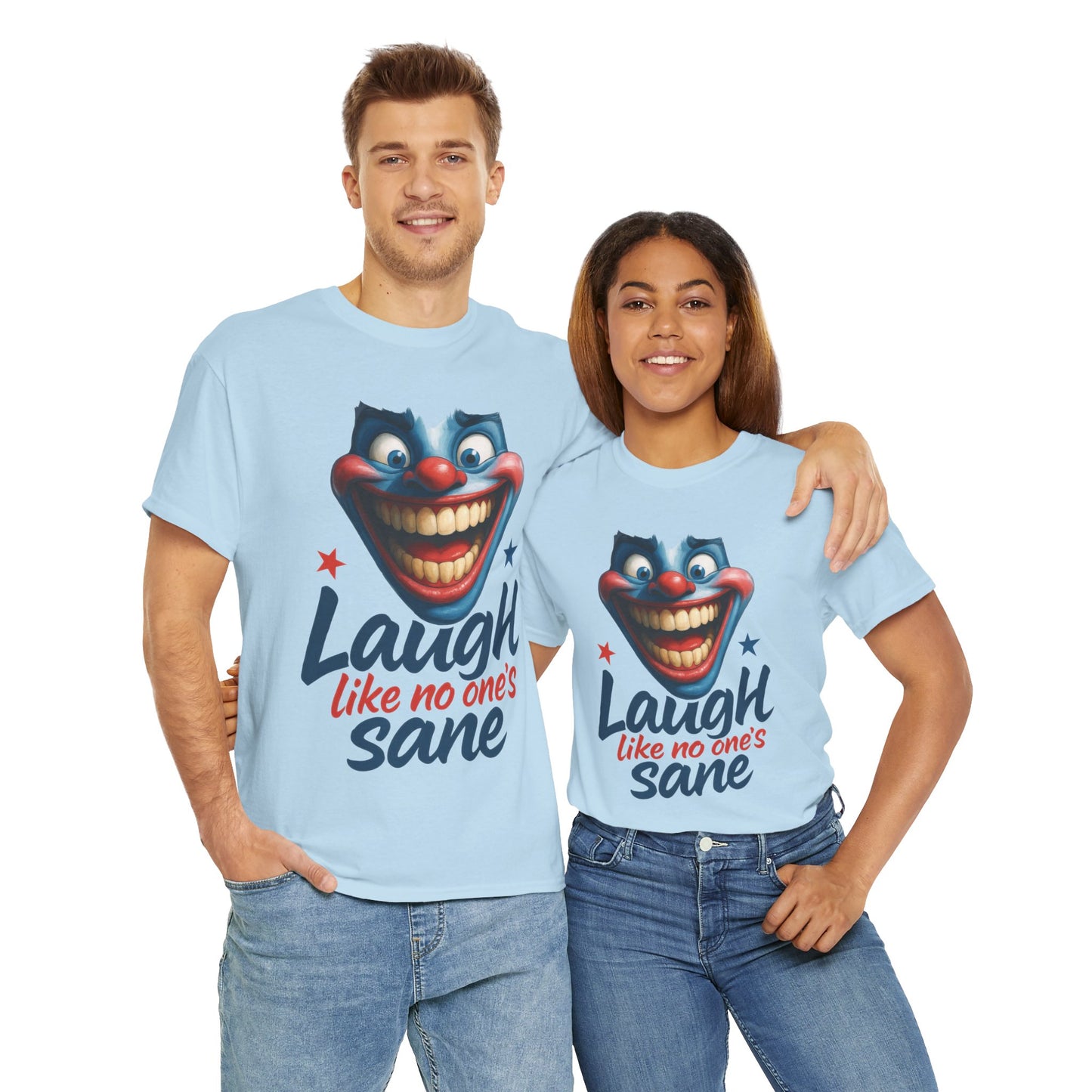 Funny Clown Face Unisex Heavy Cotton Tee, Creepy Clown Face T-Shirt, Humor T-Shirt,Clown Theme Shirt, Funny Horror Graphic Tee