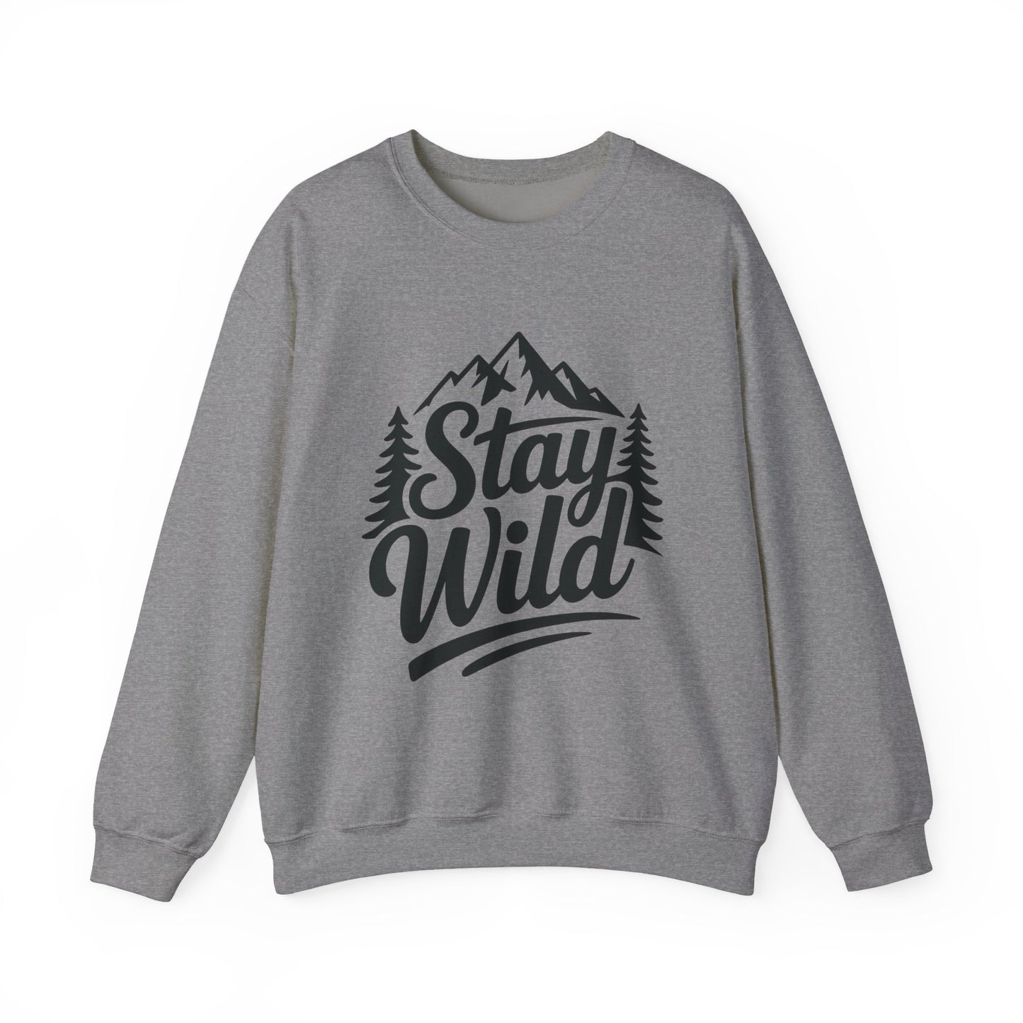 Stay Wild Unisex Crewneck Sweatshirt, Cozy Casual Wear for Adventurers, for Nature Lovers, Mountain Nature Unisex Crewneck Sweatshirt