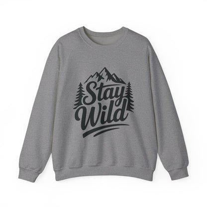 Stay Wild Unisex Crewneck Sweatshirt, Cozy Casual Wear for Adventurers, for Nature Lovers, Mountain Nature Unisex Crewneck Sweatshirt