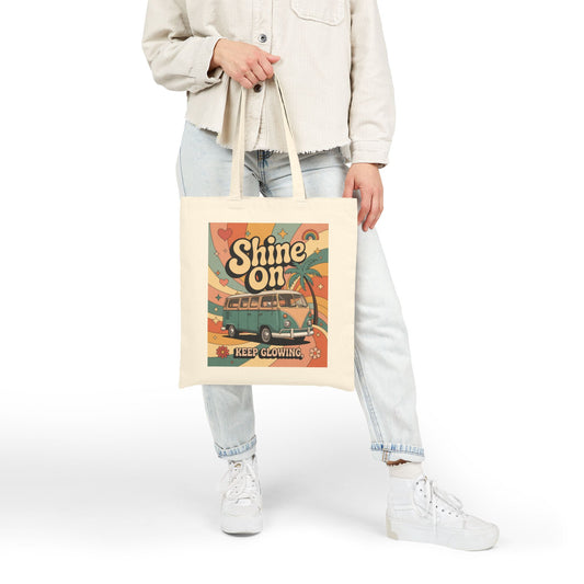 Retro Sunshine Tote Bag, Eco-Friendly Shopper, Beach Bag, Gift for Him/Her, Festival Carryall, Summer Vibes