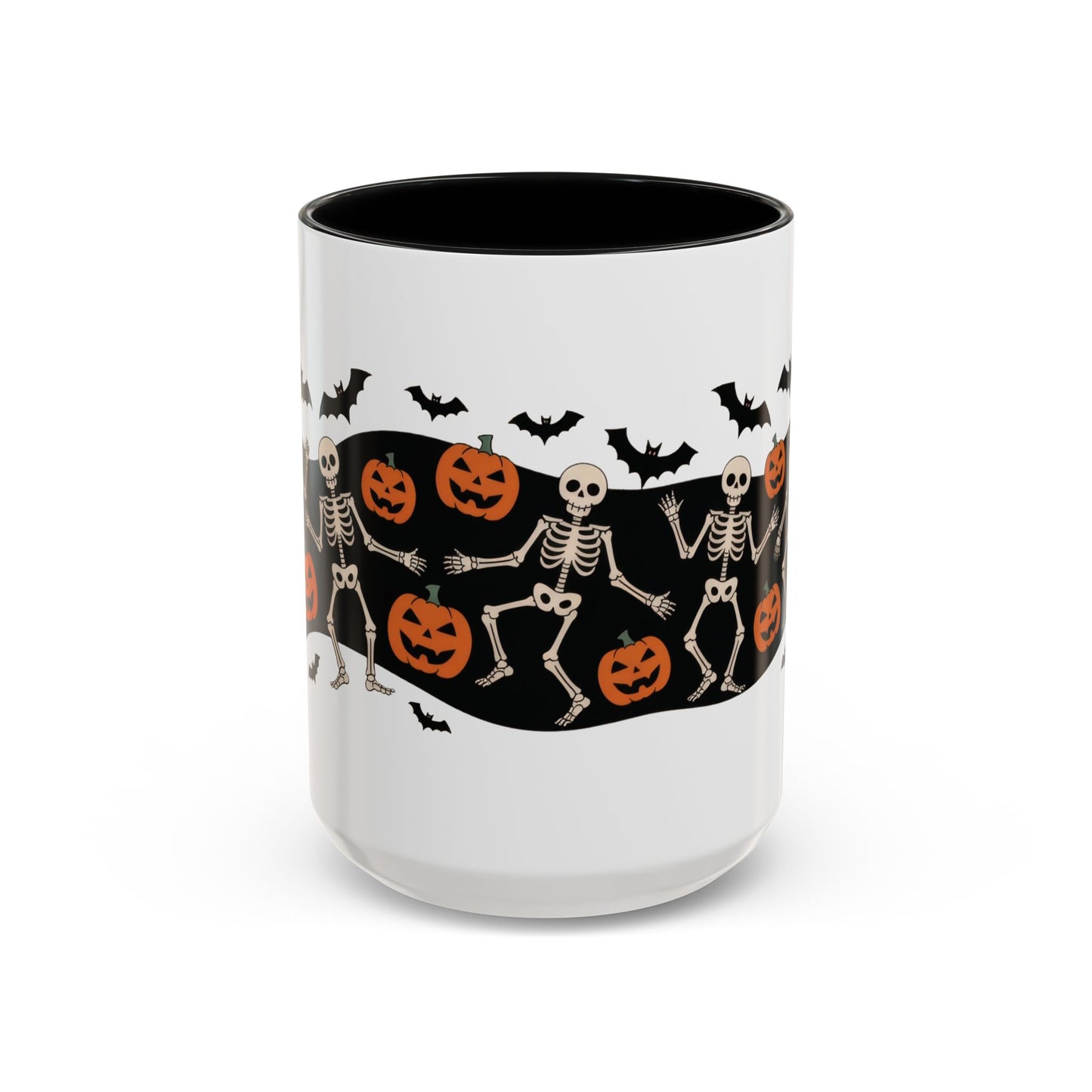 Dancing Skeletons Halloween Mug, Funny Spooky Pumpkin Coffee Cup, Cute Skeleton Dance Mug, Festive Fall Gift, Accent Coffee Mug (11, 15oz)