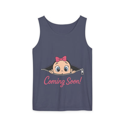 Coming Soon Maternity  Tank Top, Cute Baby Girl Pregnancy Announcement Shirt, Expecting Mom Gift, Gender Reveal Tank, Baby Shower Gift