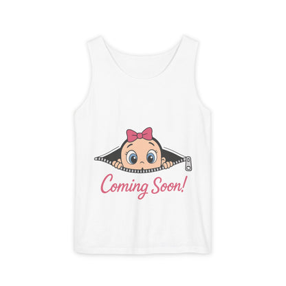 Coming Soon Maternity  Tank Top, Cute Baby Girl Pregnancy Announcement Shirt, Expecting Mom Gift, Gender Reveal Tank, Baby Shower Gift