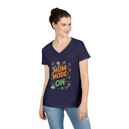 Mom Mode On Ladies V-Neck T-Shirt, Gift for Mom, Mother's Day Gift, Mother's Day Humor T-Shirt, Cute Mama Life Graphic Tee