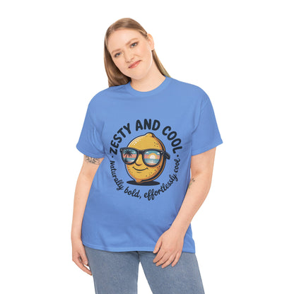 Zesty Lemon Tee, Womens Heavy Cotton T-Shirt, Funny Graphic Tee, Summer Apparel, Gift for Lemon Lovers, Casual Style, Funny Summer Tee