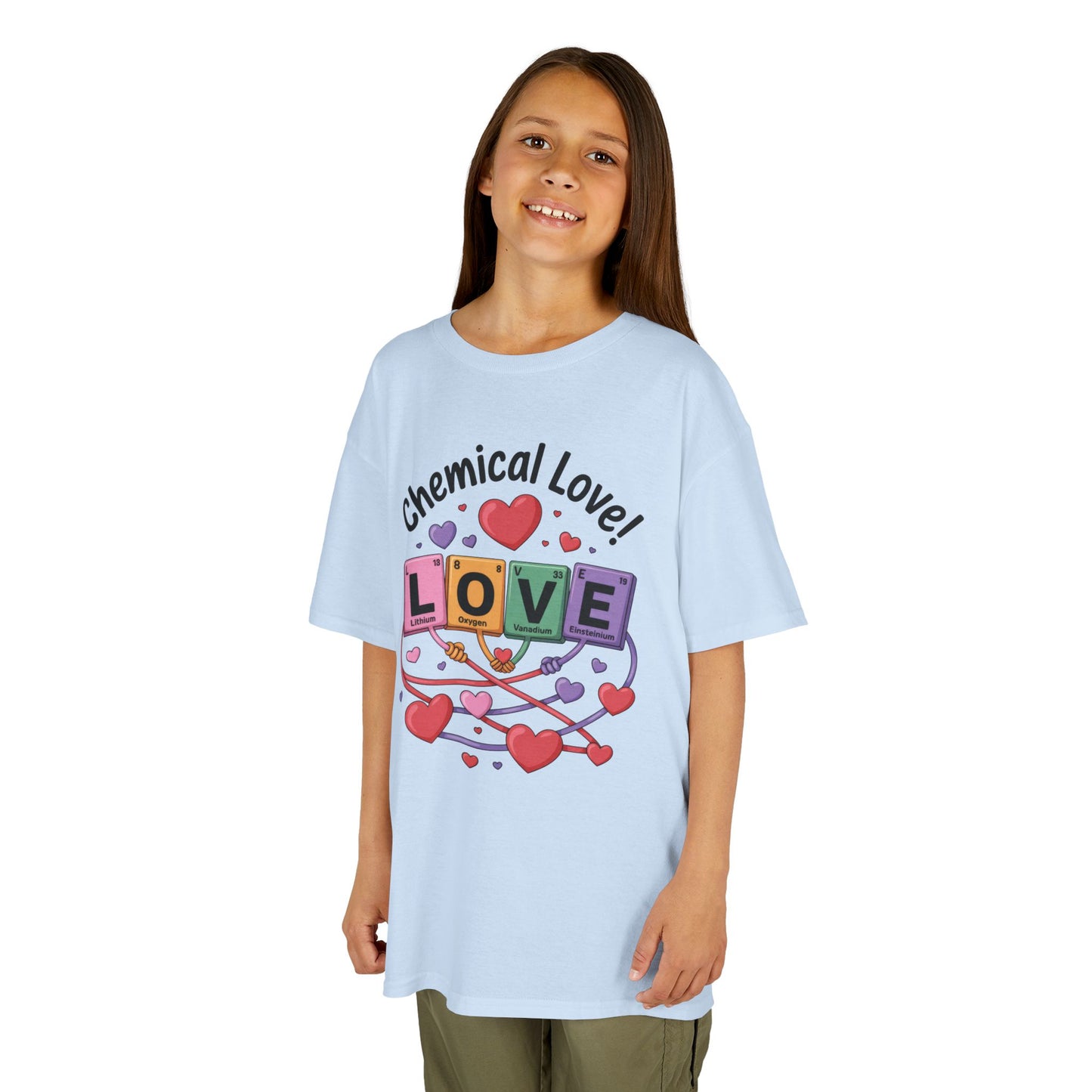 Kids Love Chemistry Girl Tee - Cute Gift for Science Lovers, Valentine's Day, Fun Classroom Wear, Adorable Kids Shirt, Colorful Kids Apparel