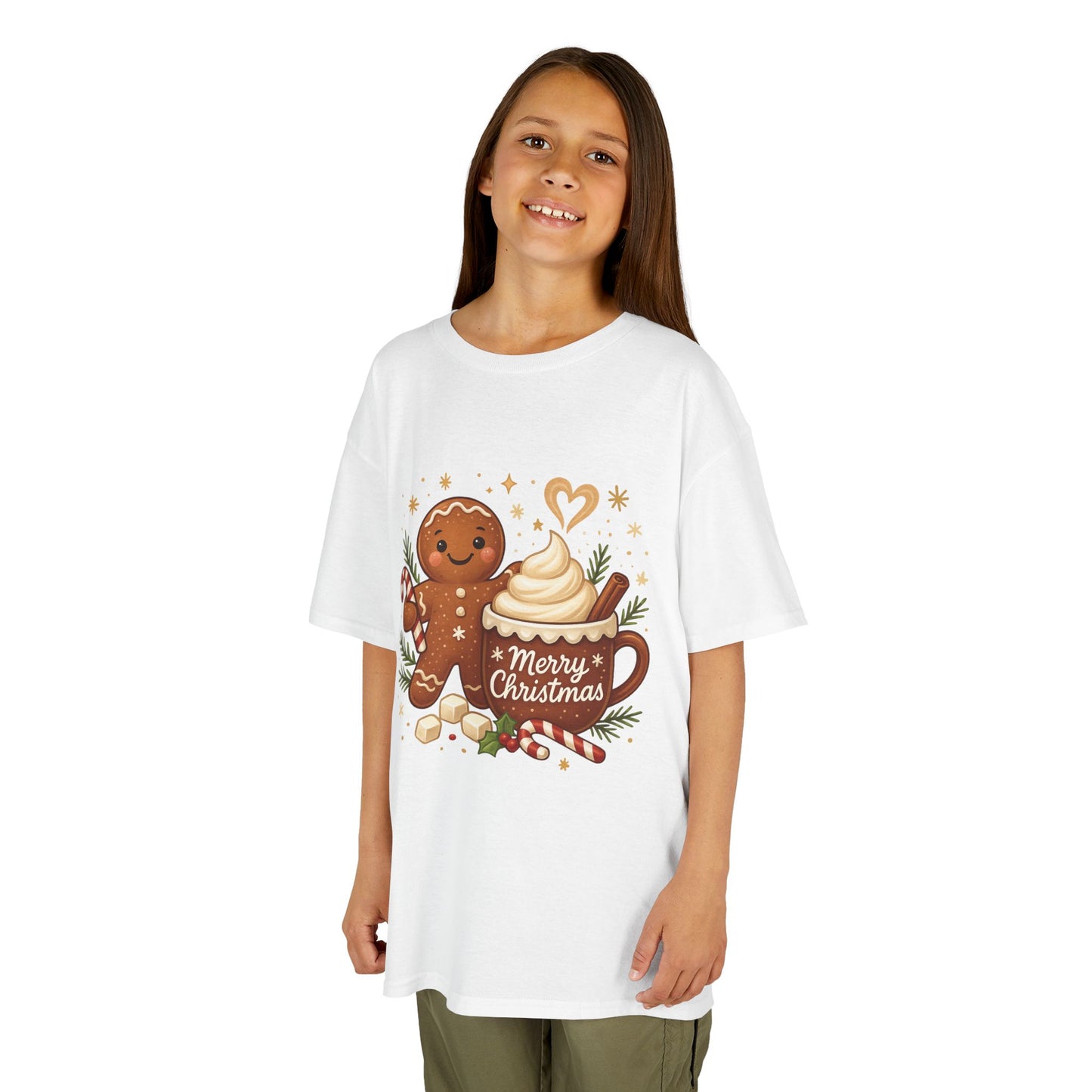 Gingerbread - Hot Cocoa Christmas Shirt for Kids, Cute Holiday Girls Tee, Kids Heavy Cotton™ Tee