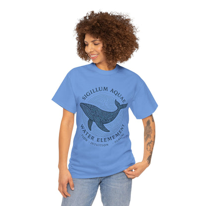Water Element Whale Tee, Sigillum Aquae Symbol, Flow Intuition Healing, Spiritual Ocean Totem Tee, Nature Energy Shirt, Mindfulness Fashion