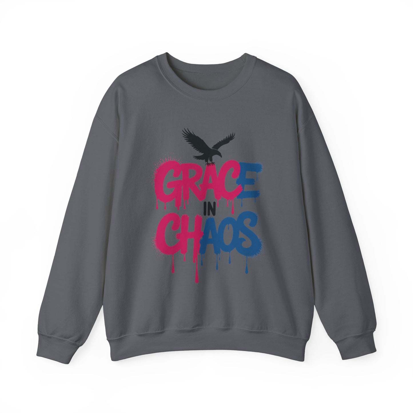 Women's Sweatshirt Grace in Chaos, Graffiti Dripping Street Art Pullover, Bold Urban Graphic