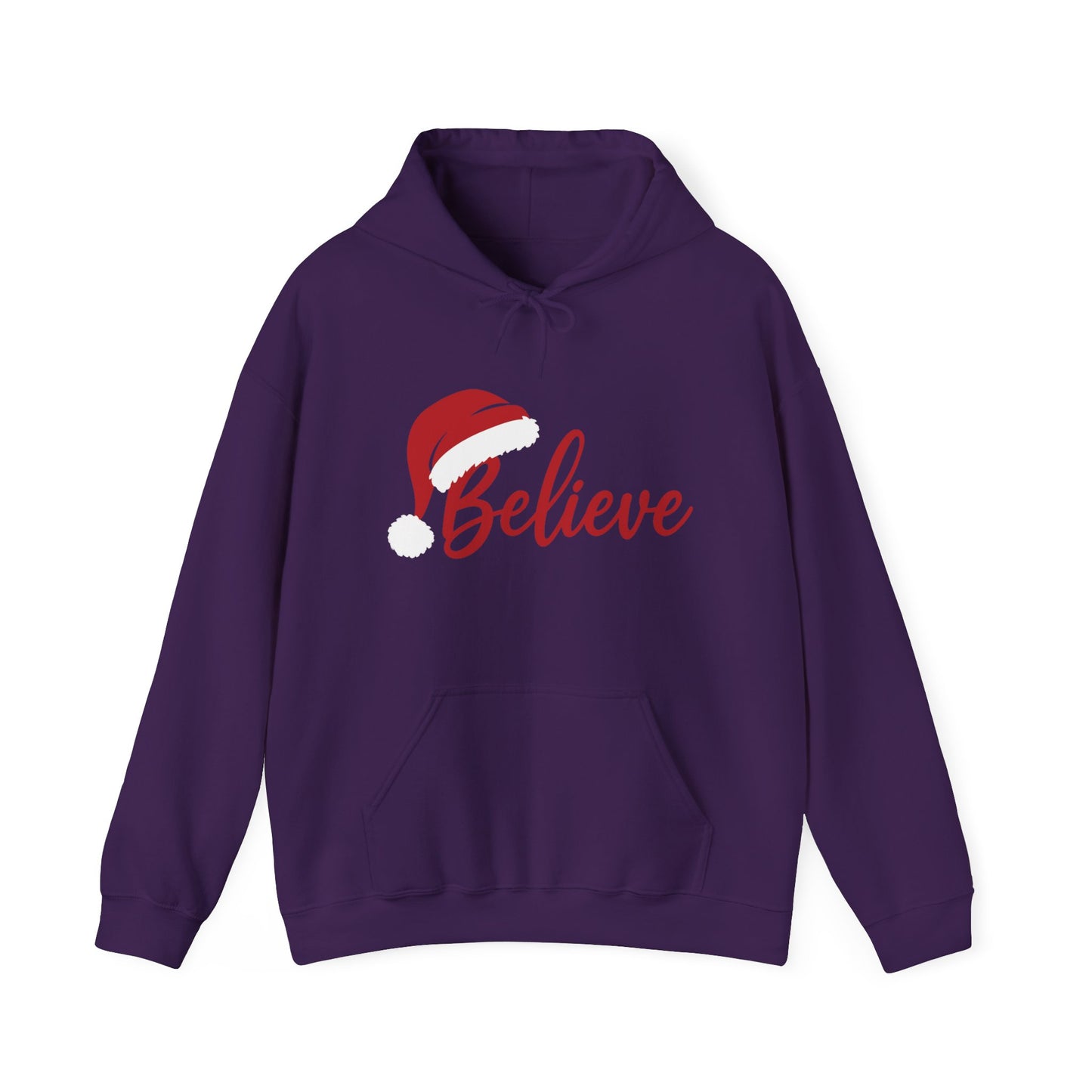 Believe Christmas Women's Hoodie, Minimal Santa Hat Holiday Sweatshirt for Women
