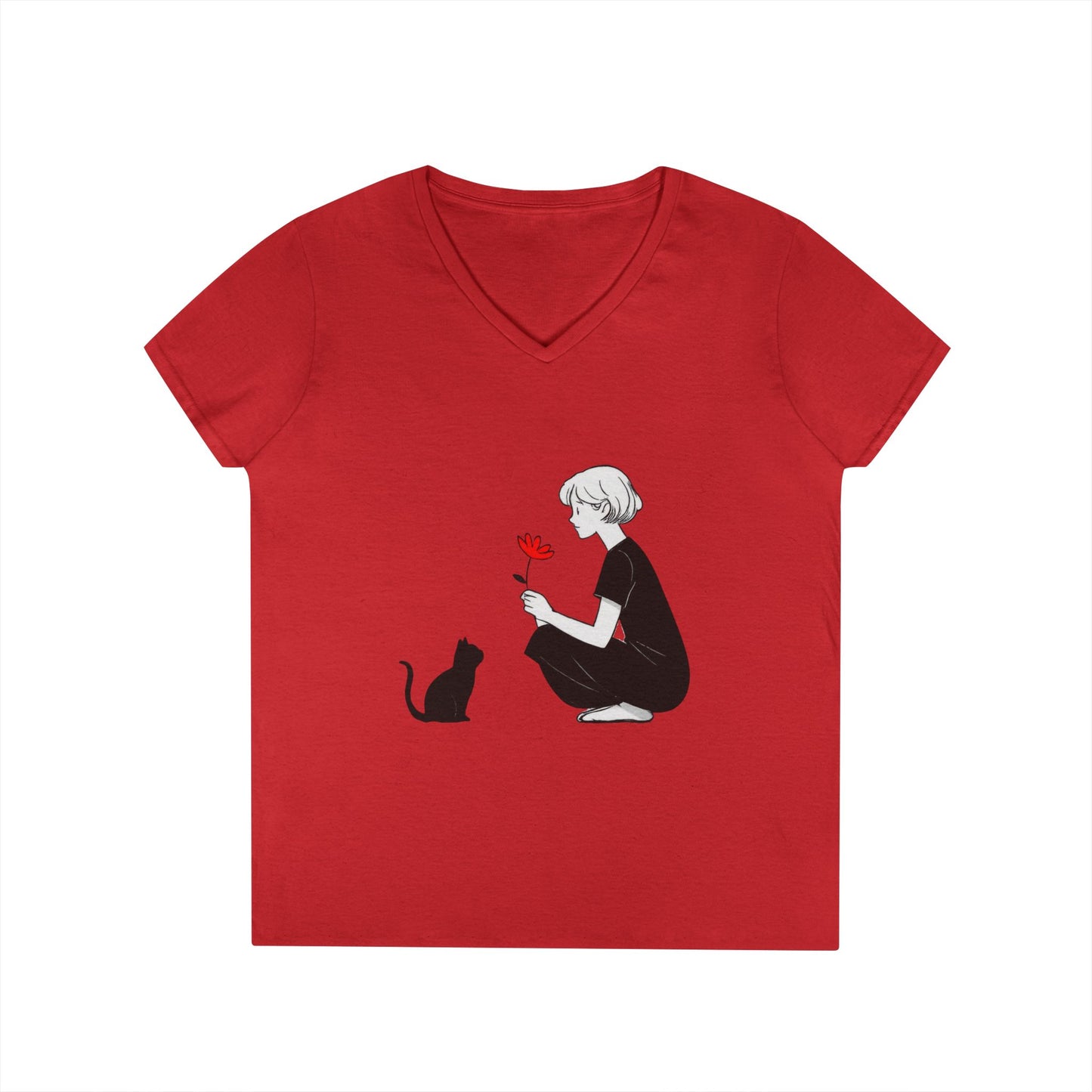 Cat Lover's V-Neck T-Shirt - Cute Graphic Tee for Pet Owners, Gifts for Cat Lovers, Animal Lover Apparel, Valentine's Day, Cat Love