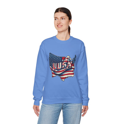 Patriotic USA Crewneck Sweatshirt, Unisex Sweatshirt, American Flag Apparel, Casual Comfort, Great for Independence Day and Holidays